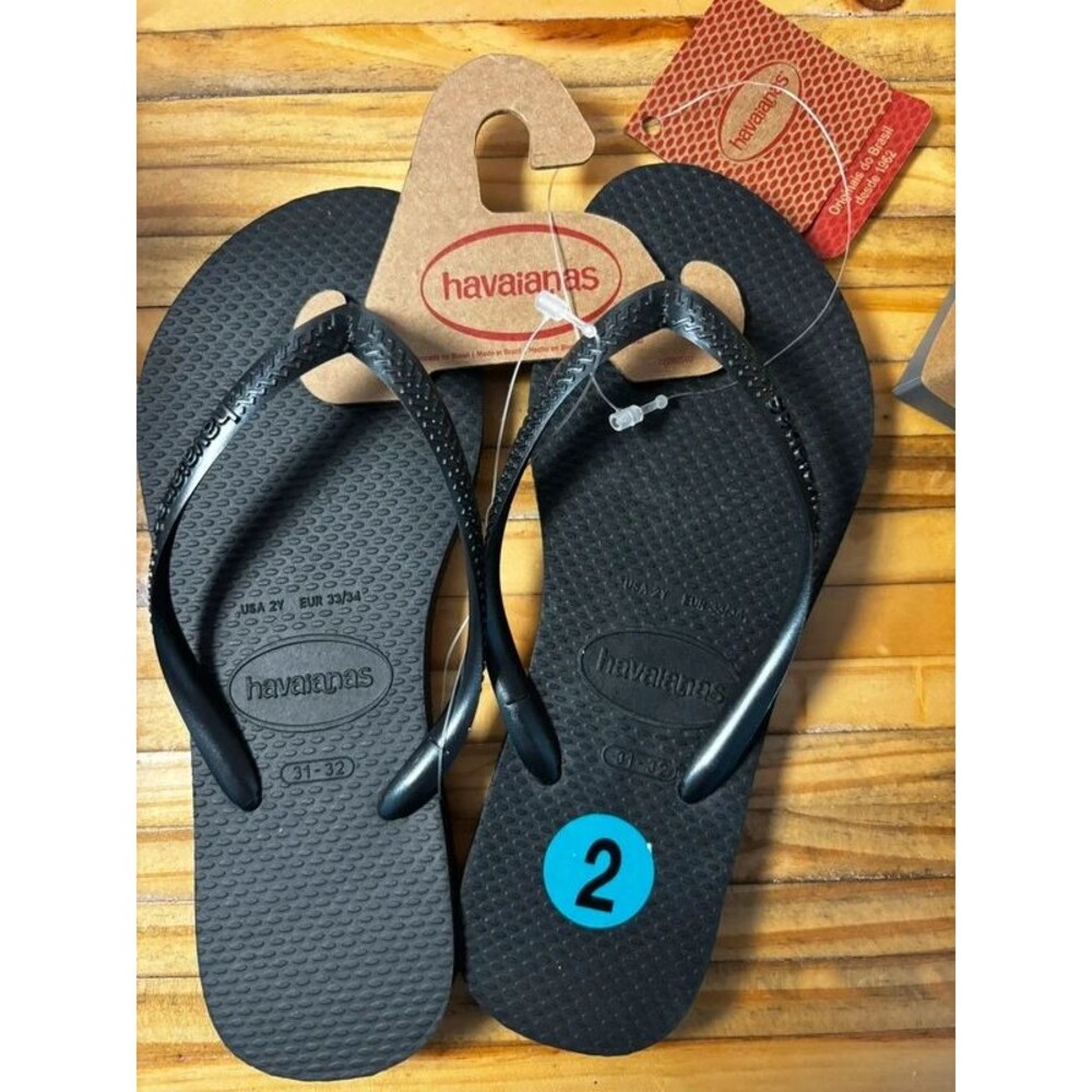 classic black Havaianas Slim Flip-Flops kids youth 2 30-32
